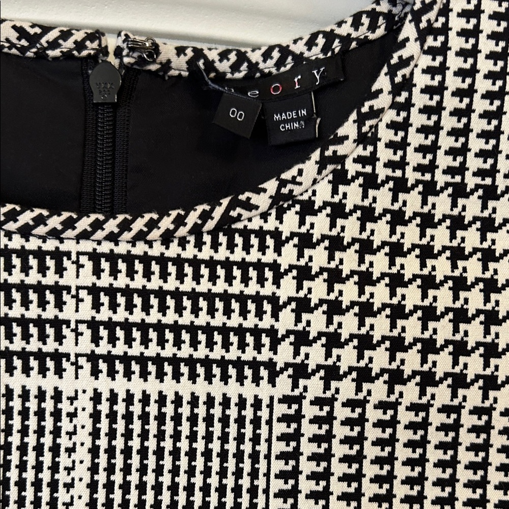 Theory Black and White Checked Mini Sheath Dress - Picture 2 of 8